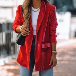 VICI DOLLS Chicest Pocketed Velvet Blazer - Fuchsia Size M